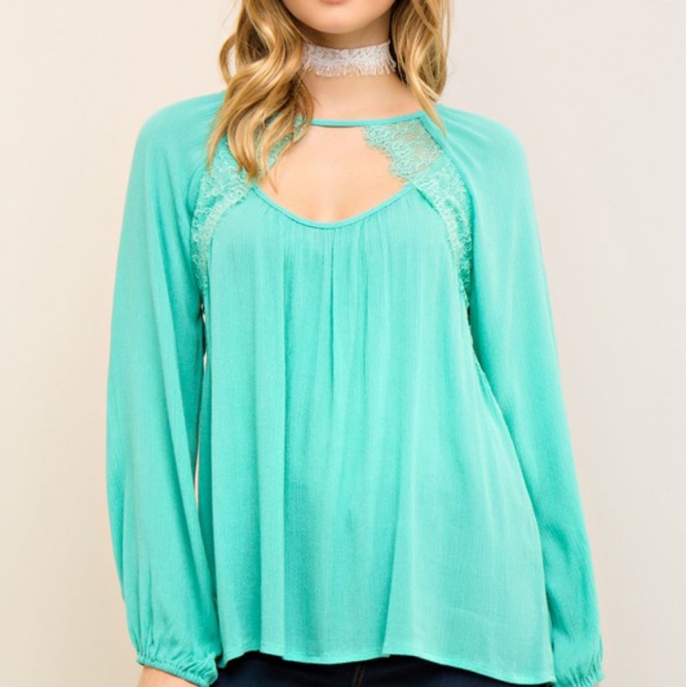 Lace-Detailed Peasant Top
